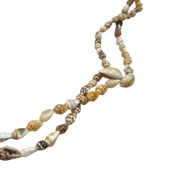 Women's DOUBLE SHELL NECKLACES Beige 35" Long - Picture 5 of 5